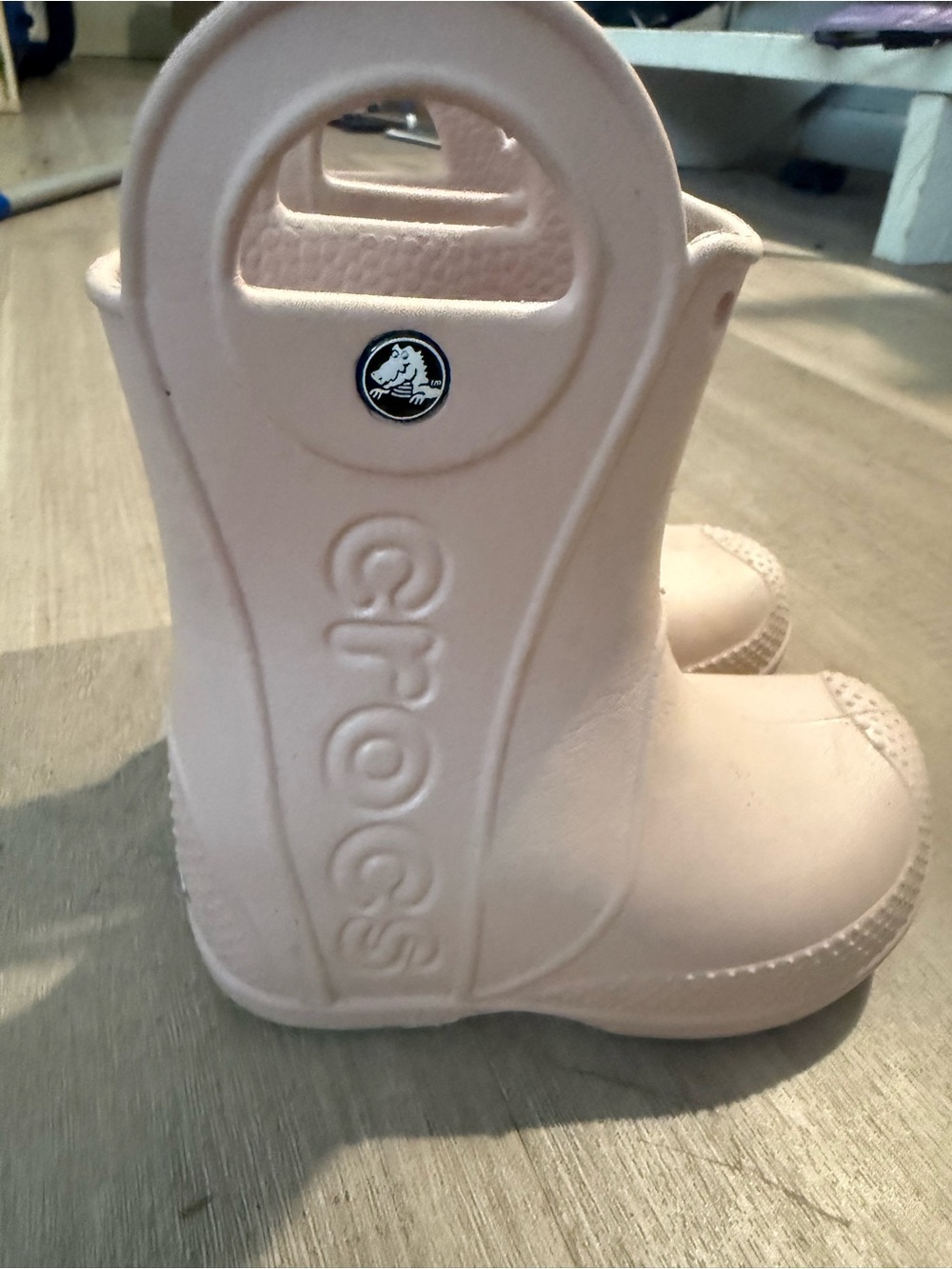 CROCS Kids Light Pink Waterproof Handle Rain Boots